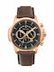 Pierre Lannier Men's Watch Chronograph Battery with Brown Leather Strap