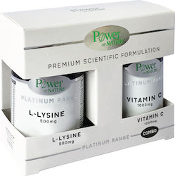 Power Of Nature Platinum Range L-Lysine 500mg & Vitamin C 1000mg 20 tabs 30 caps