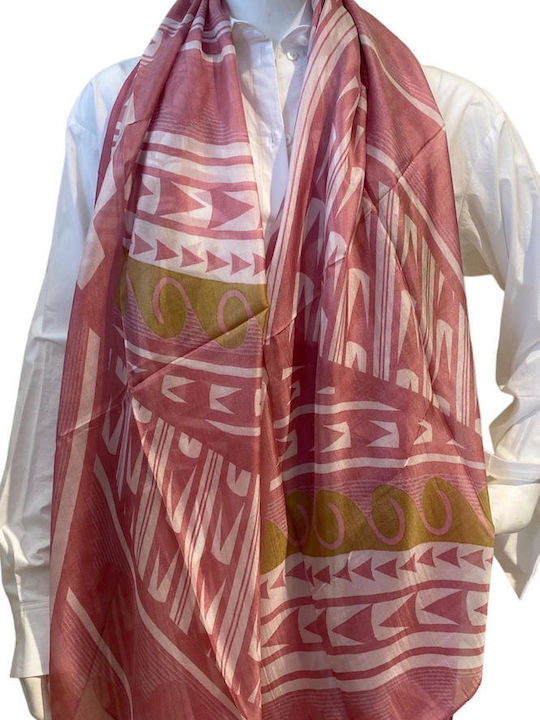 Women's Shawl Silk Line BEIGE/ROSE HP-A/751