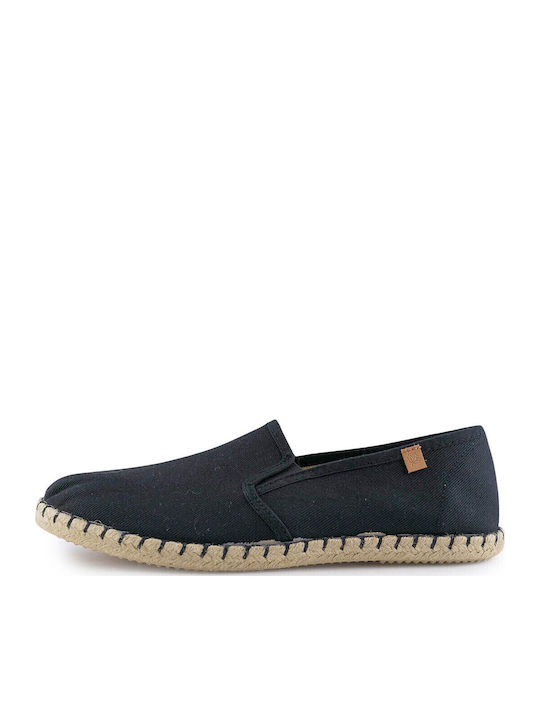 433-16400 Leather Men's Espadrilles in Black Color