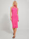 Jack & Jones Sommer Midi Kleid Gestrickt Carmine Rose