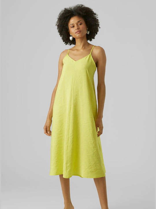 Vero Moda Καλοκαιρινό Midi Φόρεμα Lime