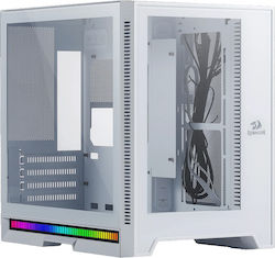Redragon MC211 Gaming Mini Tower Computer Case with Window Panel and RGB Lighting White