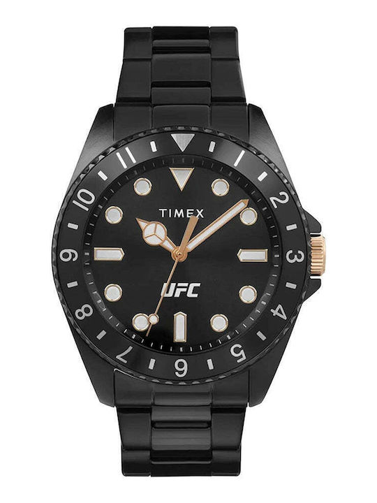 Timex Ανδρικό Ρολόι 42mm Μπαταρίας με Μαύρο Μεταλλικό Μπρασελέ