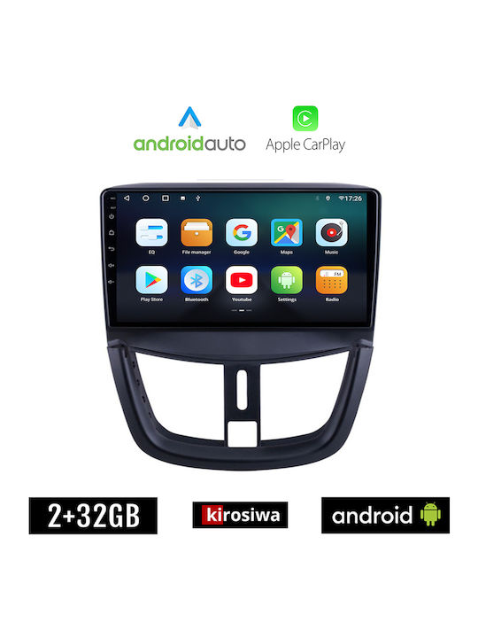 Kirosiwa Car Audio System for Peugeot 207 Ford Ranger 2007> (Bluetooth/USB/AUX/WiFi/GPS/Apple-Carplay/Android-Auto) with Touch Screen 9"