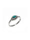 Silver naveta ring with turquoise stone