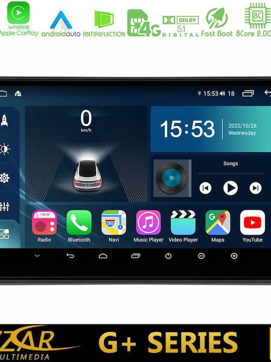 Bizzar Car Audio System for Seat Exeo Audi A4 Hyundai i10 2008-2013 (Bluetooth/USB/WiFi/GPS/Apple-Carplay/Android-Auto) with Touch Screen 9"