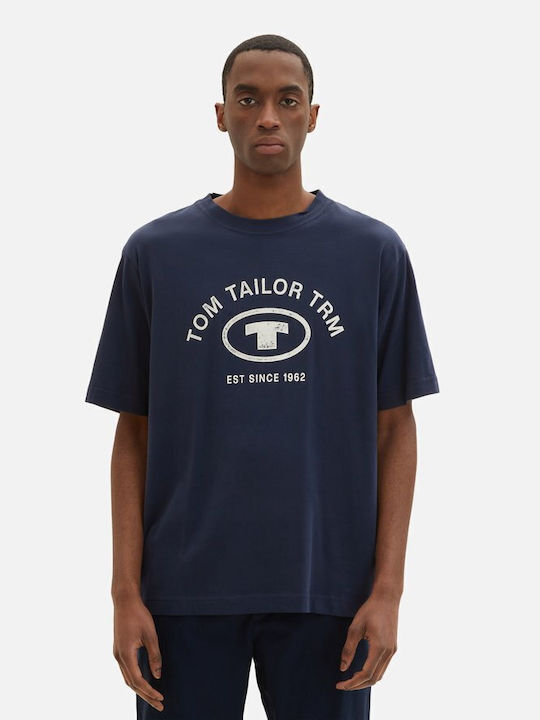 Tom Tailor Men\'s T-Shirt Blue Navy with Logo 1035618-10668