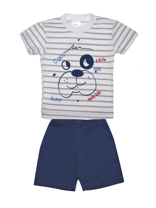 Pretty Baby Set Top & Bottom Kids Summer Cotton Pyjamas Blue