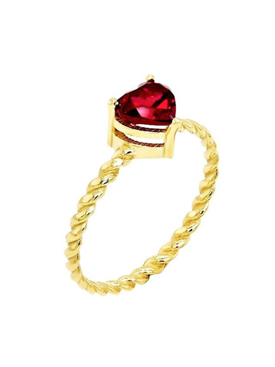 14K Gold heart ring with cubic zirconia