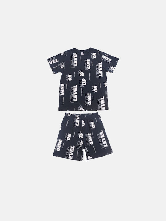 Dreams by Joyce Set Top & Bottom Kids Summer Cotton Pyjamas Navy Blue