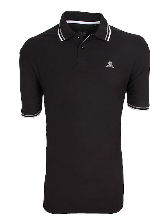 Double S Plus Size Ανδρικό T-shirt Κοντομάνικο Polo Μαύρο
