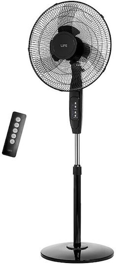 Life Boreas Ανεμιστήρας Ορθοστάτης 45W Διαμέτρου 40cm με Τηλεχειριστήριο Μαύρος