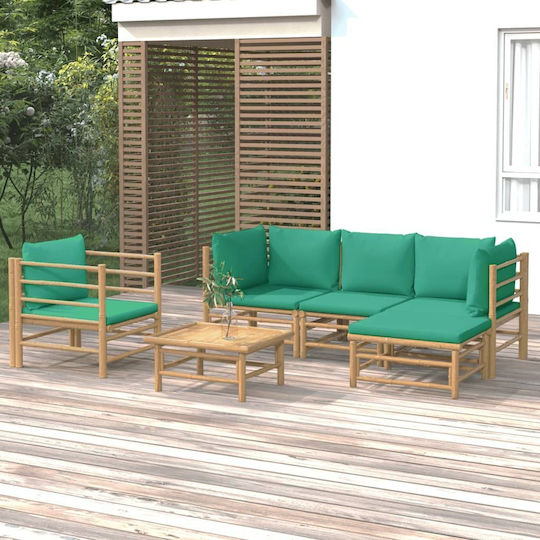 Garten- und Outdoor-Möbelsets 6 Stück Grün mit Kissen