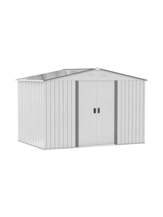 Metallic Garden Warehouse with Double-Leaf Door & Air Vent White L2.77xW1.95xH1.92cm