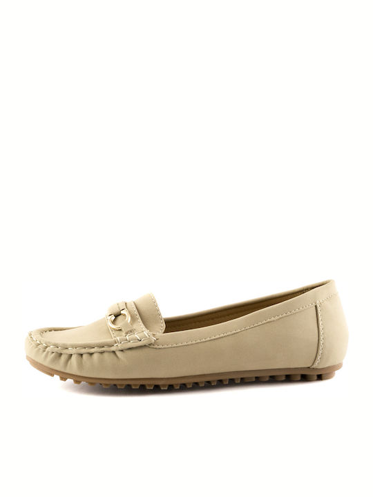 Love4shoes 1238 Damen Loafers in Beige Farbe