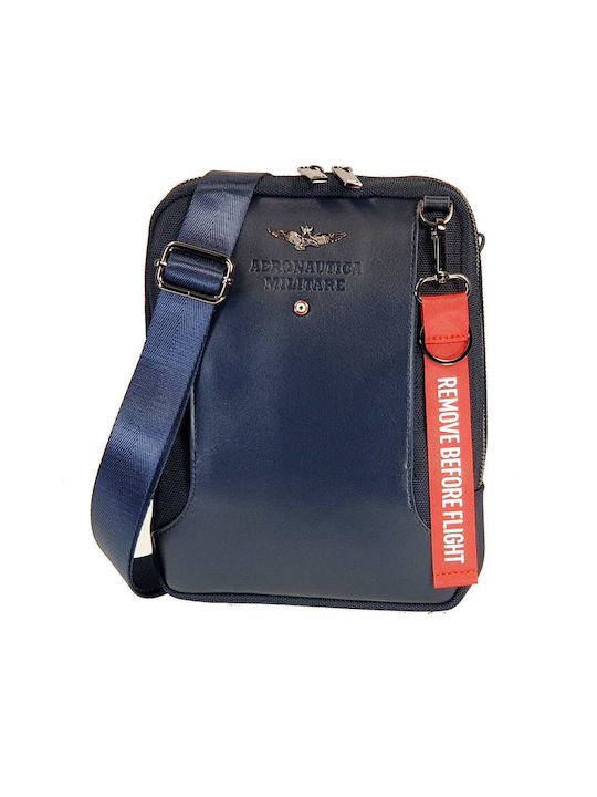 Aeronautica Militare Shoulder / Crossbody Bag with Zipper, Internal Compartments & Adjustable Strap Blue 19x4x25cm
