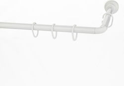 Βραχίονας Μπάνιου Ντουζιέρας Βιδωτός Γωνιακός Λευκό 80x180cm - Import Hellas