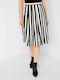 MEXX WOMEN'S MIDI SKIRT MIDI CLOCHE WHITE-BLACK STRIPED 74147-300246