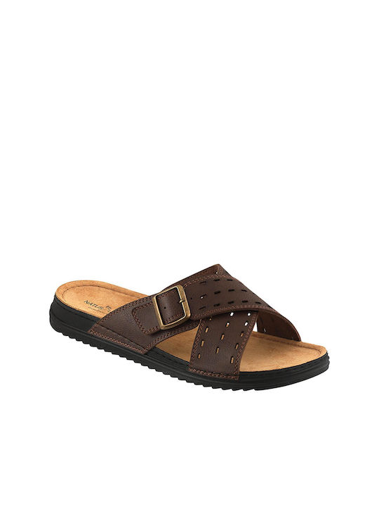 NATURELLE 2011 SLIPPER MEN'S LEATHER SLIPPER BROWN