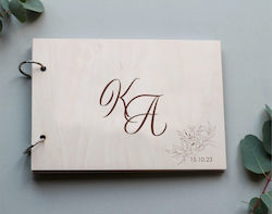 Carte de dorințe de nuntă din lemn cu gravură W016, 1 buc.