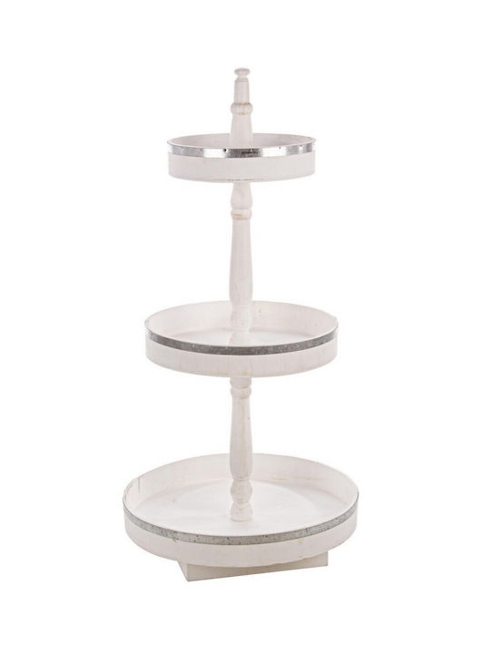 Bizzotto Round Exhibition Shelf Wooden White 50x50x102