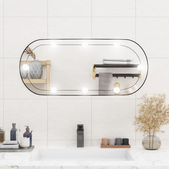 vidaXL Καθρέπτης Τοίχου Οβάλ με LED Φωτισμό 30x80cm