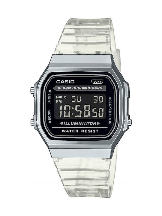 Casio Digital Men's Watch 36mm Battery with Rubber Strap Transparent