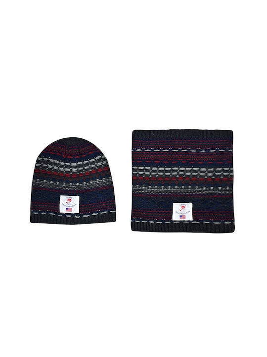 Stamion Kids Beanie Set with Scarf Knitted Blue