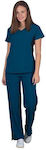 Alezi Stretch Women's Pants & Blouse Set Petrol Blue