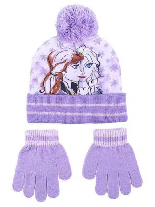 Frozen ΙΙ Set Căciulă Copil cu Mănuși Lila