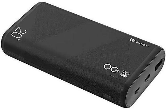 Tracer Amos Power Bank 20000mAh 20W with USB-A Port and 2 USB-C Ports Power Delivery / Quick Charge 3.0 Black