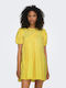 Only Summer Mini Dress with Ruffle Lemon Zest