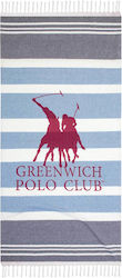 Greenwich Polo Club Πετσέτα Θαλάσσης Παρεό με Κρόσσια Γαλάζια 170x80εκ.