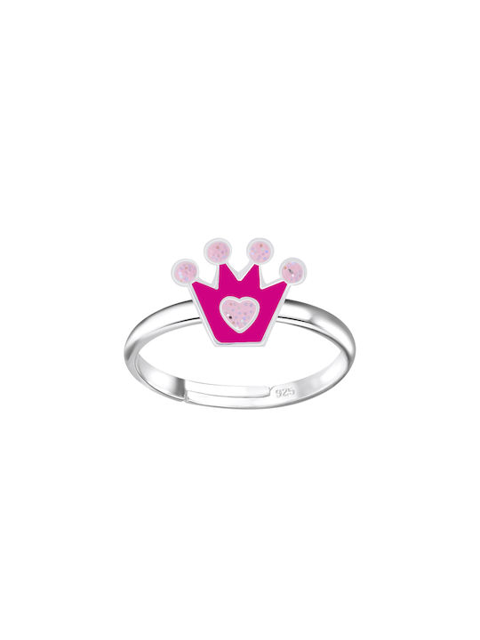 Bellita Children's Pink Crown Ring made of Silver 925