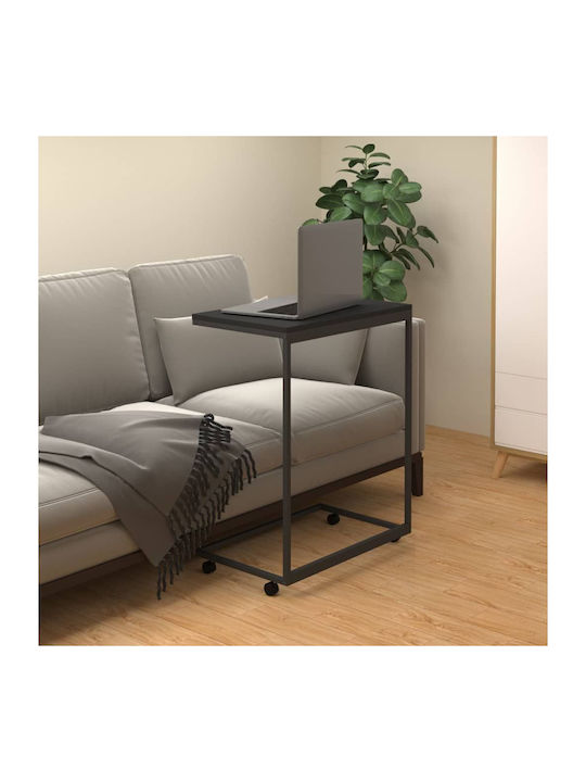 Rectangular Side Wooden Coffee Table with Black Wheels W55xL35xH70cm