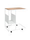 Rectangular Wooden Side Table with Wheels White L55xW36xH63.5cm