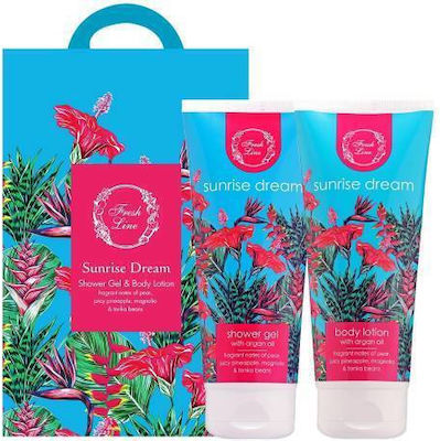 Fresh Line Sunrise Dream Skin Care Set for Moisturizing & Cleaning Body Cleaning with Bubble Bath & Body Cream