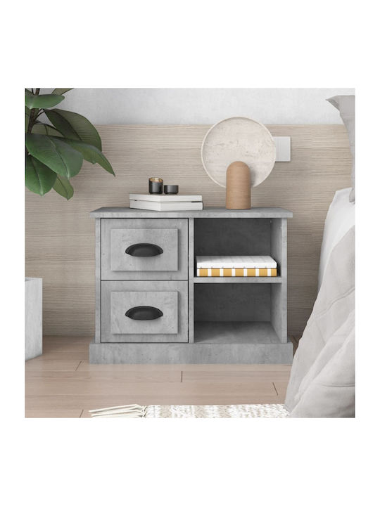 Wooden Bedside Table Gray 60x35.5x45cm