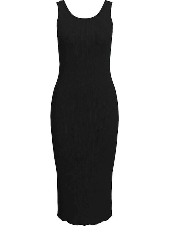 Jack & Jones Καλοκαιρινό Midi Φόρεμα Πλεκτό Μαύρο