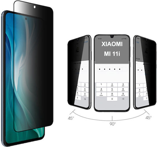 6.67" 9H 0.3mm Adeziv complet Privacy Full Face Tempered Glass Negru (Poco F3)