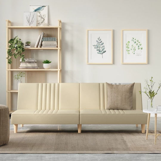 Three-Seater Couch Bed Cream 200x89x33 cm