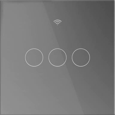 Earu EARU Χωνευτός Διακόπτης Τοίχου Αφής Wi-Fi Τριπλός με Πλαίσιο Γκρι