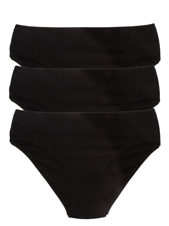 Nina Club Βαμβακερά Γυναικεία Slip 3Pack Black