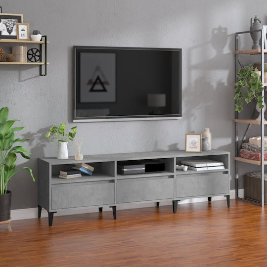 TV Stand made of Metal and Wood Grey 150x30x44.5cm