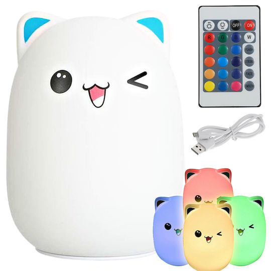 Verk Group Led Kids Decorative Lamp Cat Kitty with Color Changes White 8.2x5cm