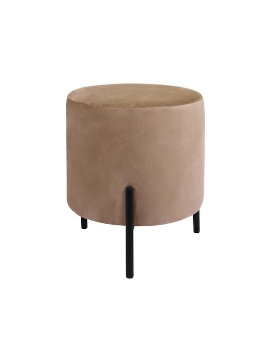 Stools For Living Room Upholstered with Velvet Lux Beige / Brown 1pcs 33x33x38cm