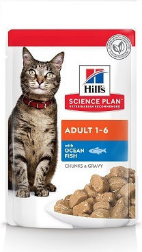 Hill's Science Plan Adult Храна за мокри котешки хранилки за възрастни котки с Чантичка с Риба 85гр 12бр 55040577