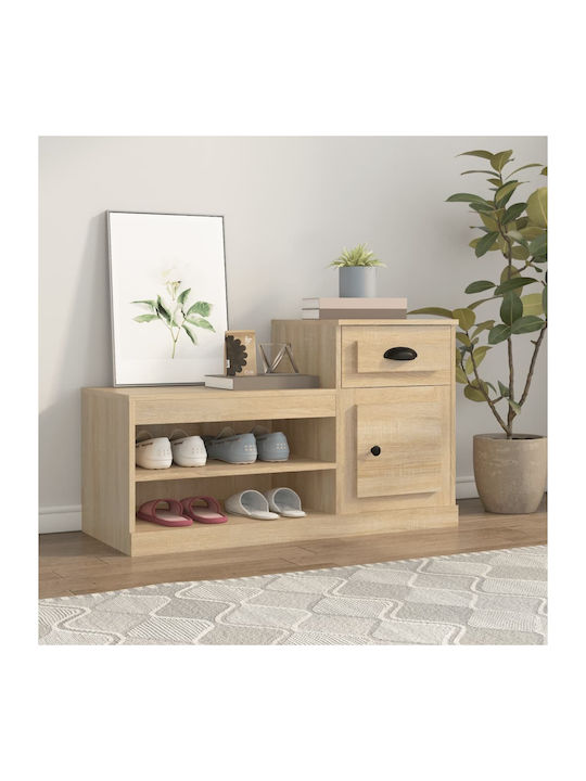 Wooden Shoe Organizer with 2 Shelves Sonoma Oak...