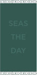 Melinen Seas The Day Πετσέτα Θαλάσσης με Κρόσσια Πράσινη 160x86εκ.
